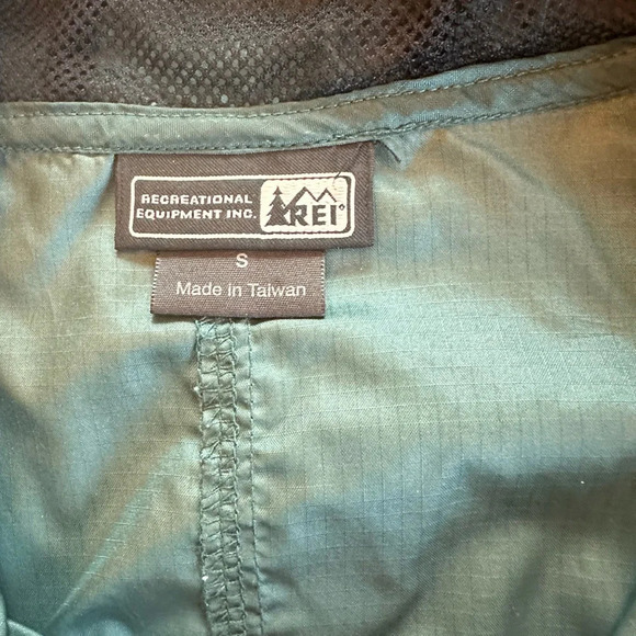 REI Nylon Windbreaker Full Zip Up Hooded Lightweight Jacket Green Unisex Small - Picture 12 of 14
